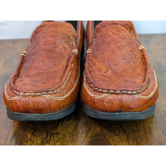 Genuine Ostrich Leather Loafers Men\'s Brown Exotic Slip-On Made In Mexico Sz 12 main image 9